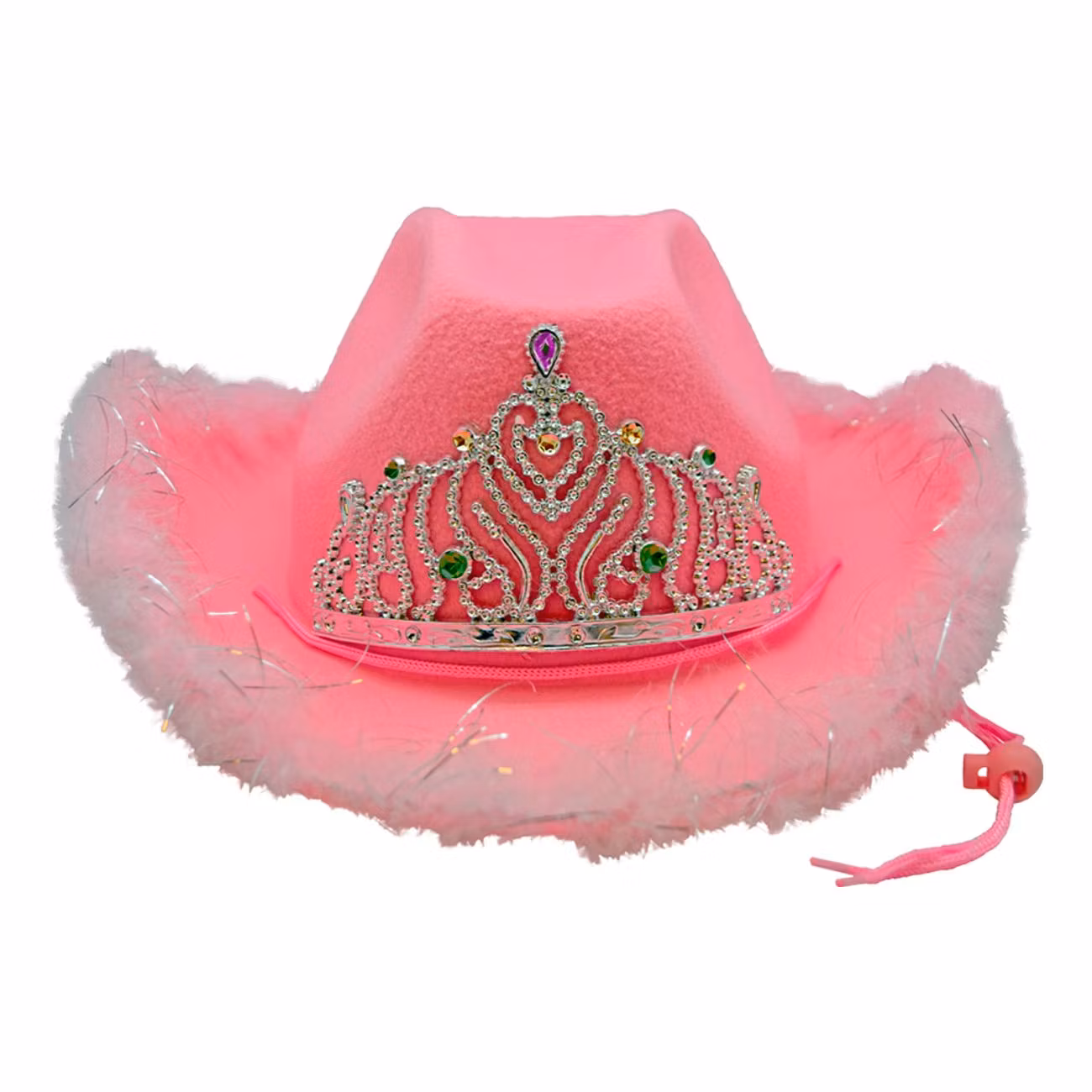 Cowboyhatt Rosa med Fluff