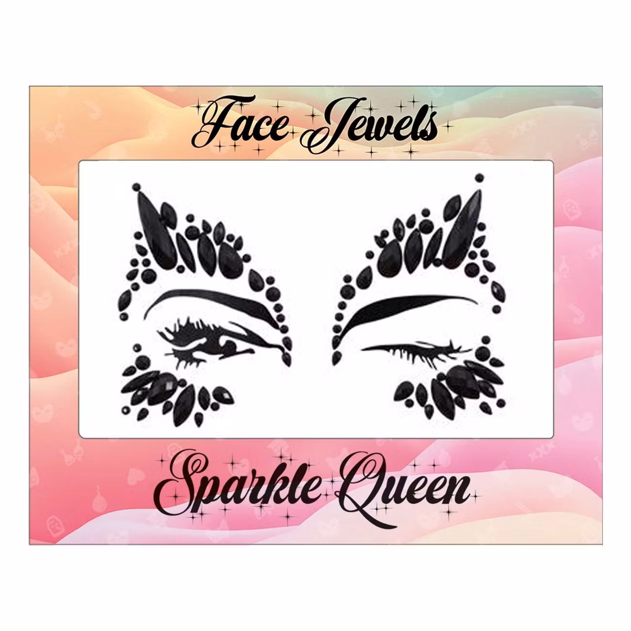 Face Jewels Sparkle Black Clown