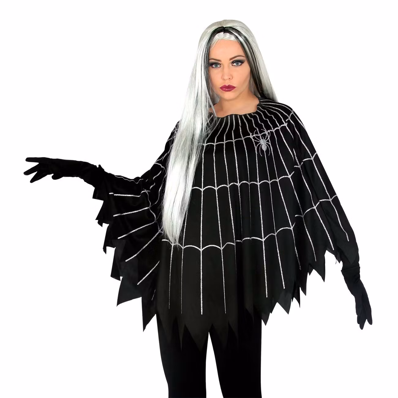 Svart Poncho med Spindelnät