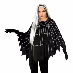Svart Poncho med Spindelnät