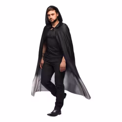 Cape med Huva Svart/Grå