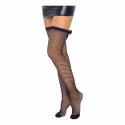 Svarta Knästrumpor Nät med Rosett Deluxe