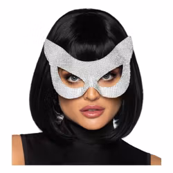 Ögonmask Katt med Strass Silver Deluxe