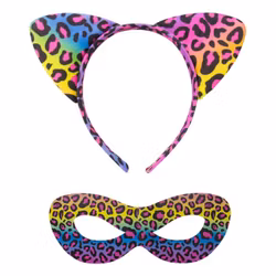 80-tals Panter Diadem & Ögonmask