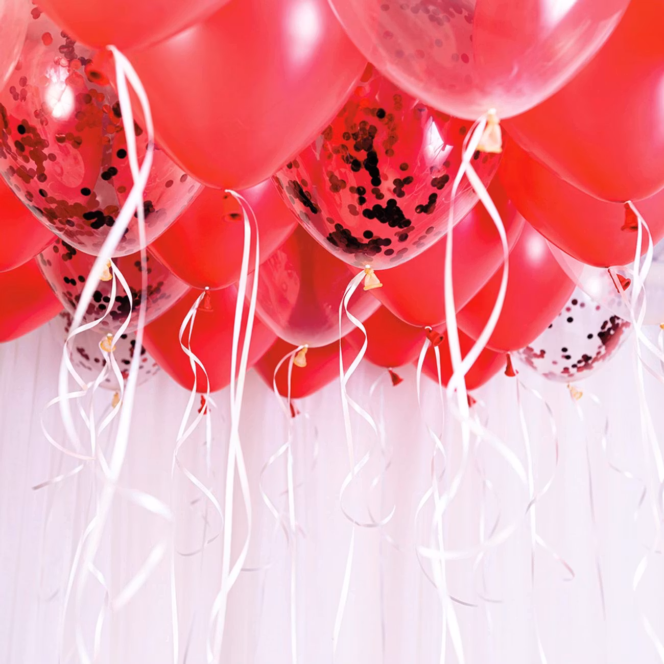 Takballonger Röd/Konfetti