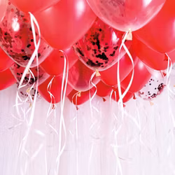 Takballonger Röd/Konfetti