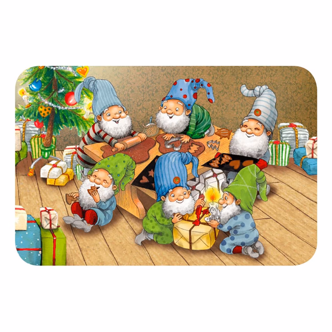 Bordstablett Tomtar med Paket