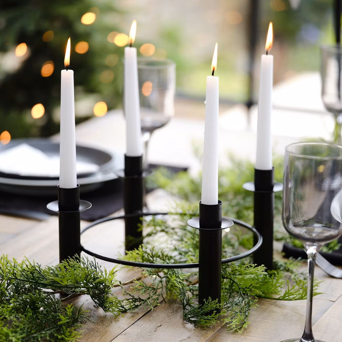 Adventsljusstake Cirkel Svart