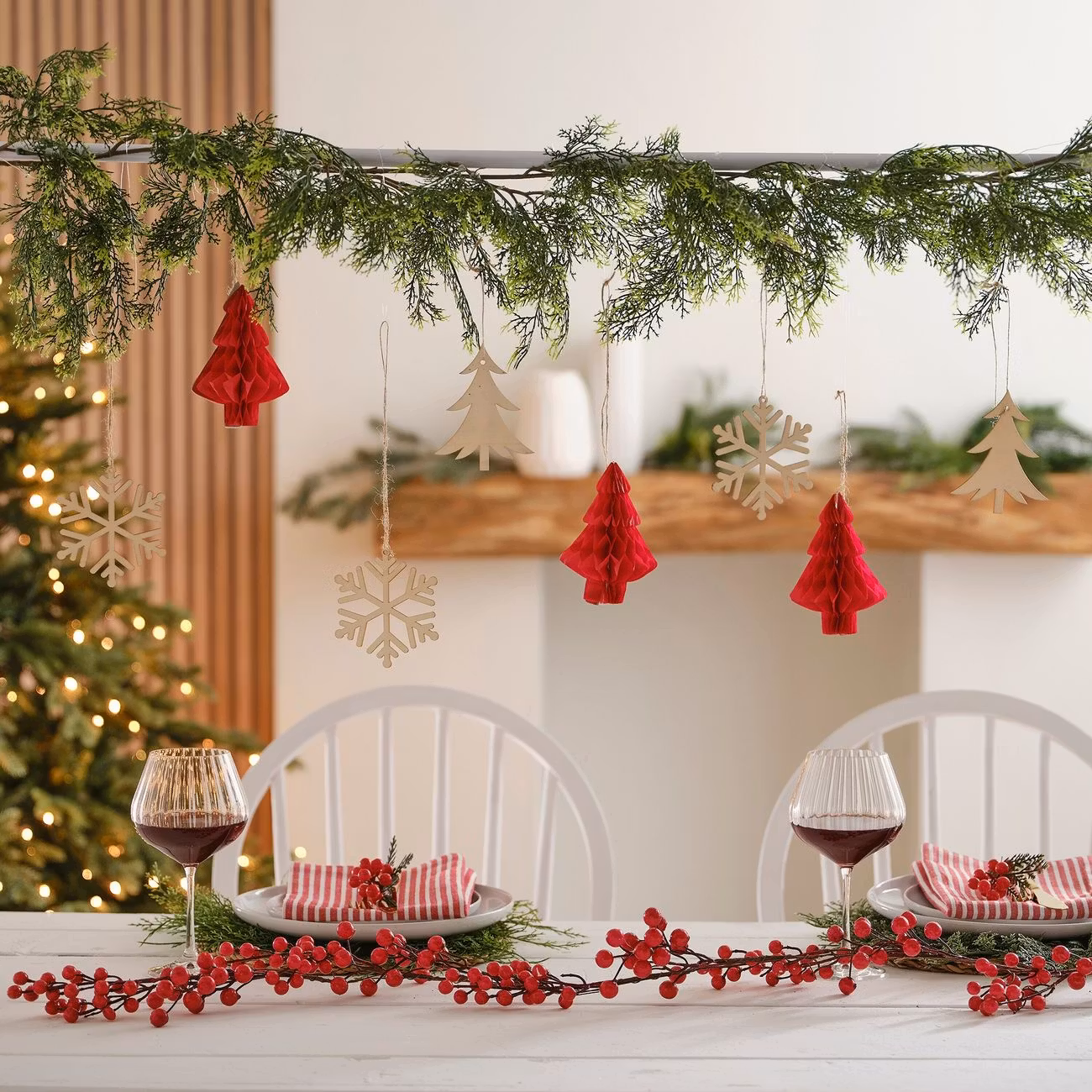 Hängande Juldekoration Gran & Snöflinga