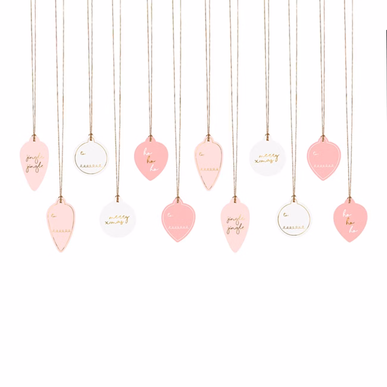 Juletiketter Julgranskulor Rosa/Guld