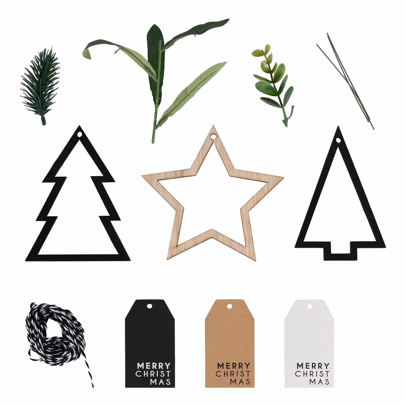 Julklappskit Snören och Etiketter Svart