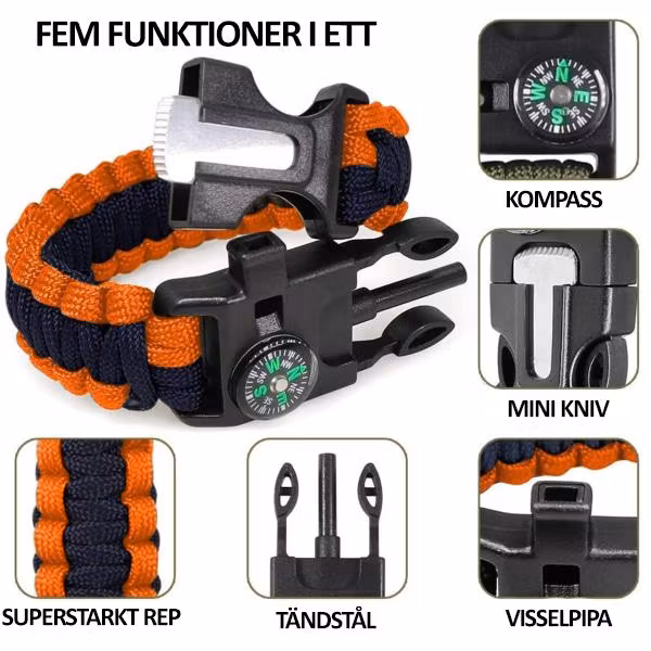 Paracord Överlevnadsarmband