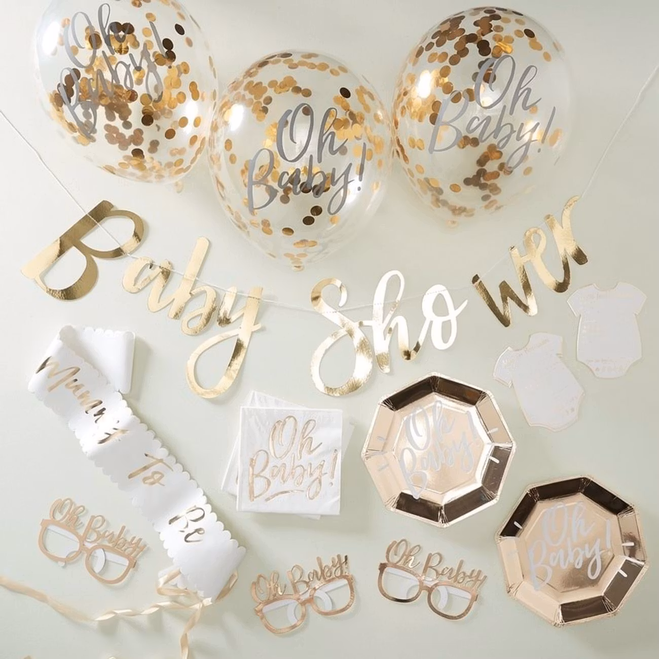 Baby Shower Oh Baby Dekorationsset Guld