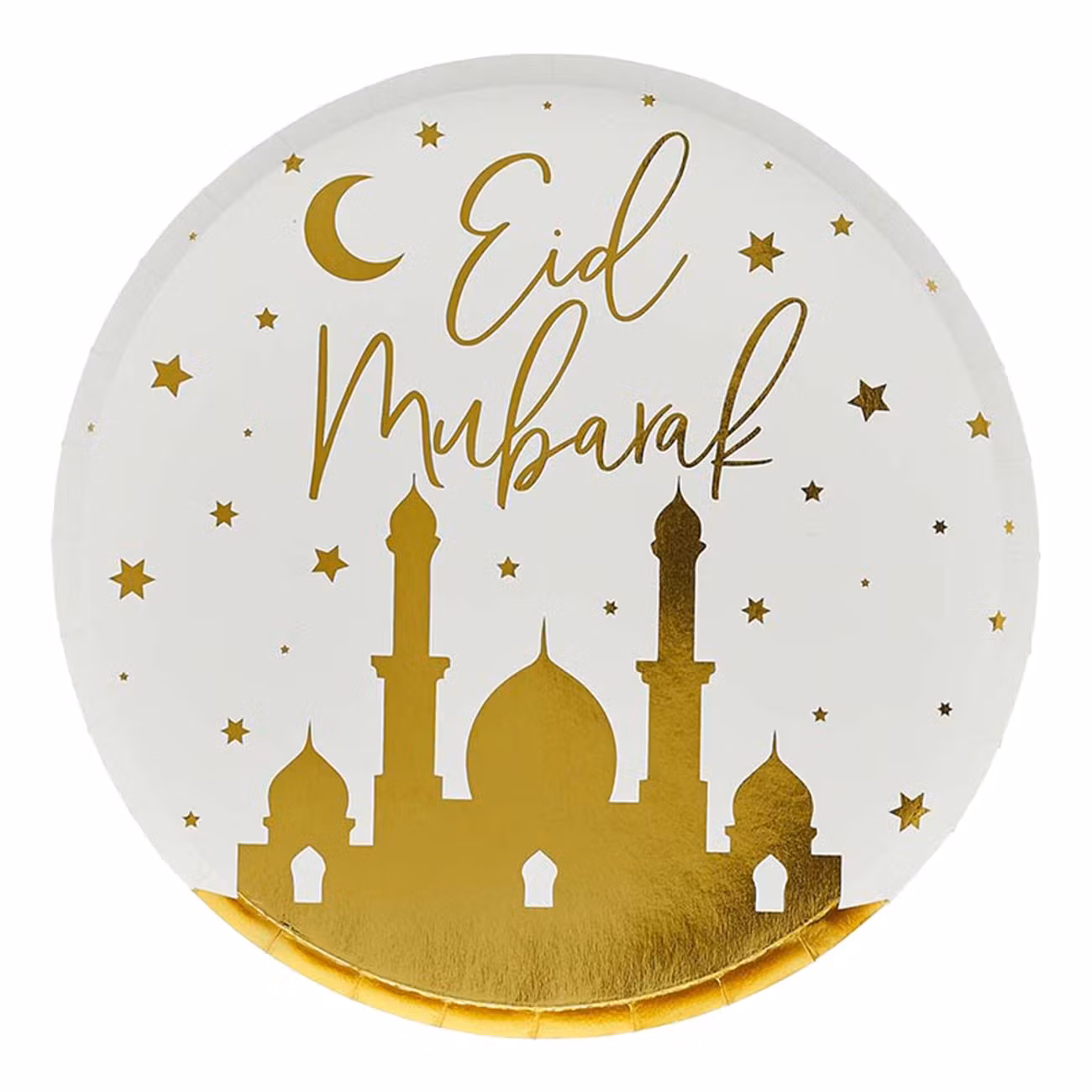 Papperstallrikar Eid Mubarak Vit/Guld