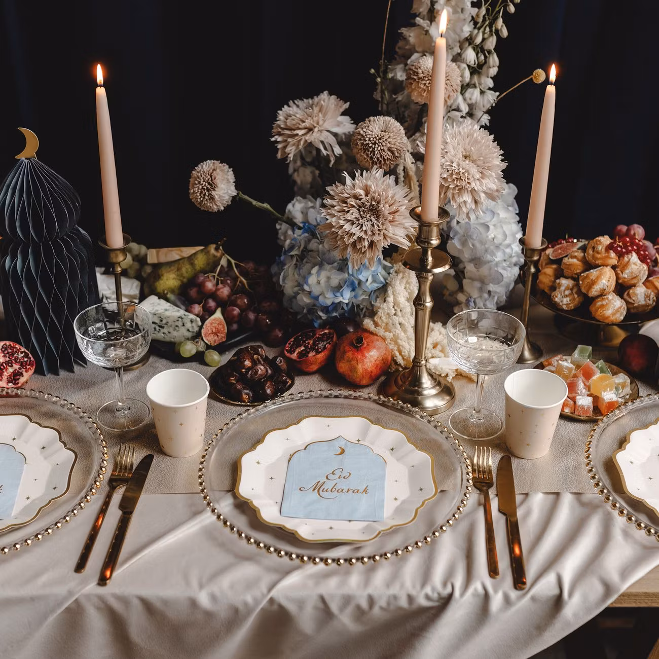 Servetter Eid Mubarak Ljusblå