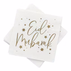 Servetter Eid Mubarak Vit/Guld