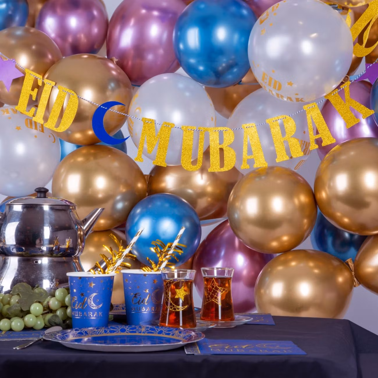 Girlang Eid Mubarak Guld Glitter