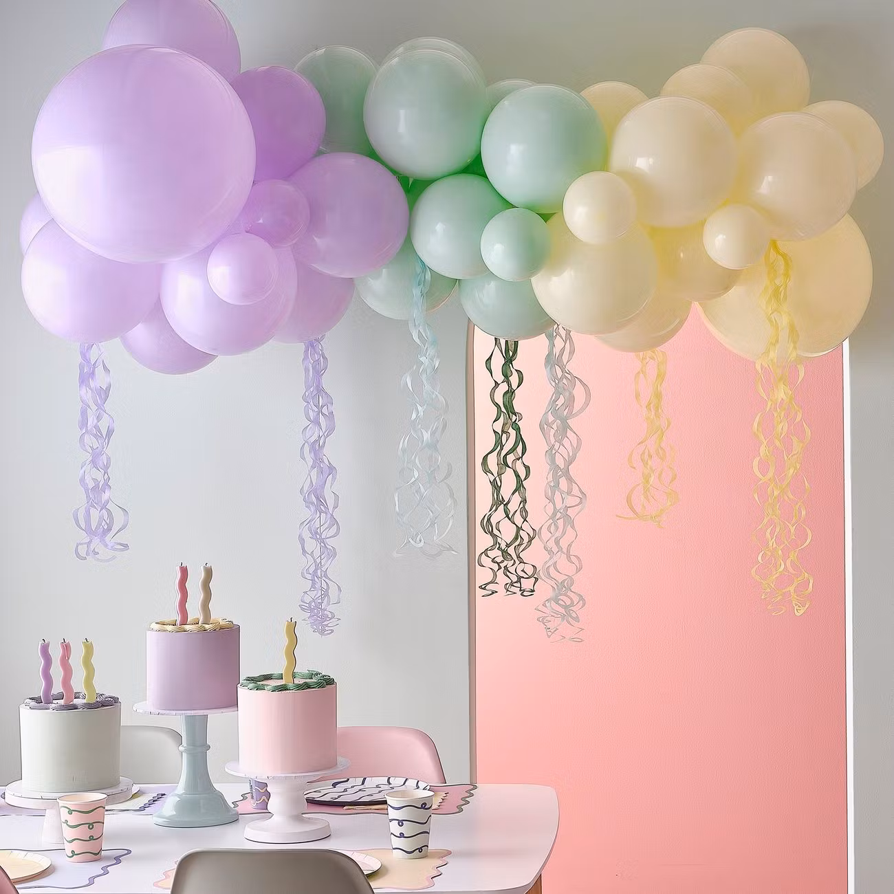 Ballongbåge Pastell Streamers
