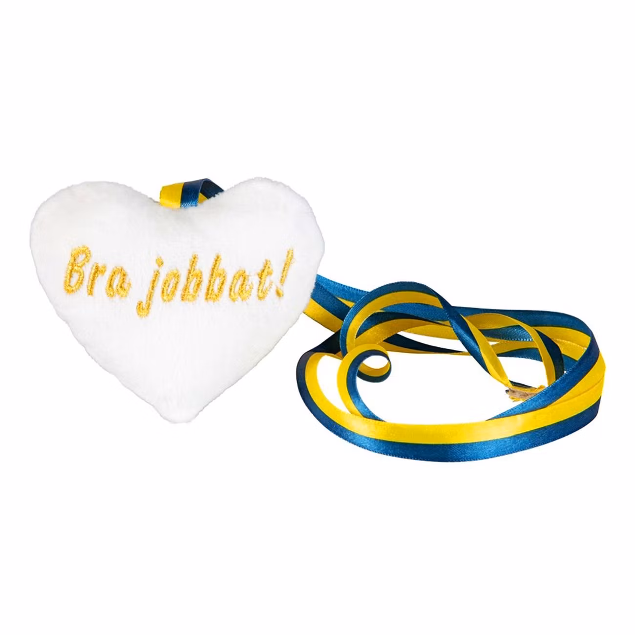 Mjukishjärta med Blå/Gult Band Bra Jobbat