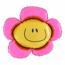 Folieballong Blomma Smiley Rosa