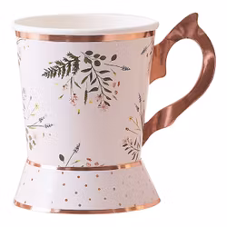 Tekoppar i Papp Rosa/Roséguld Blommönster