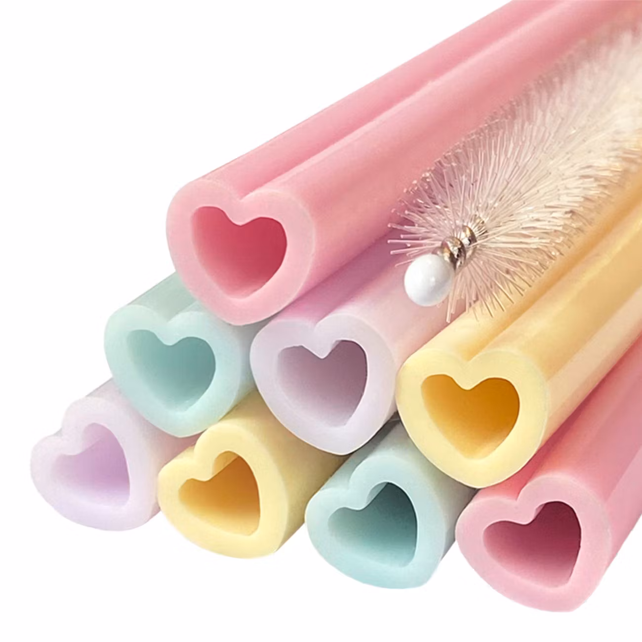 Sugrör i Silikon Hjärtan Watercolor