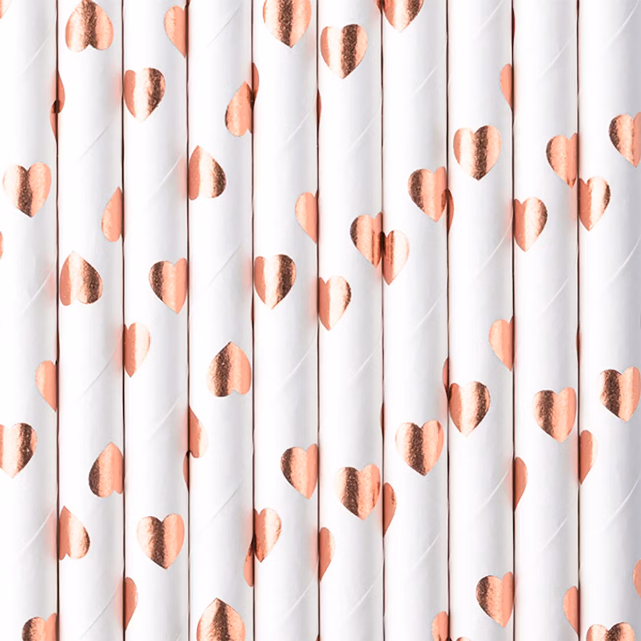 Papperssugrör Hjärtan Roséguld Metallic