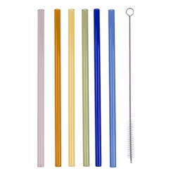 Sugrör i Glas Färgmix med Borste