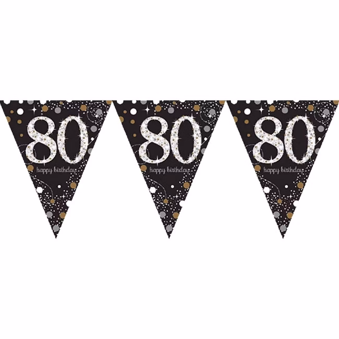 Vimpelgirlang 80 Guld/Silver Glitter