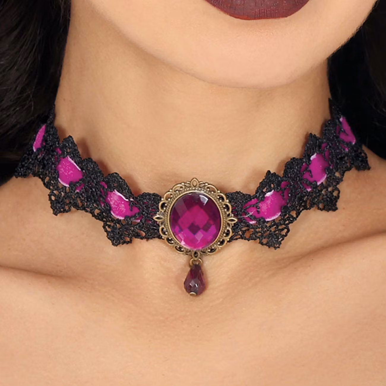 Halsband Choker Spets Lila/Svart