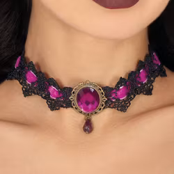 Halsband Choker Spets Lila/Svart