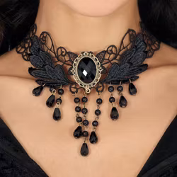 Halsband Choker Svart med Pärlor