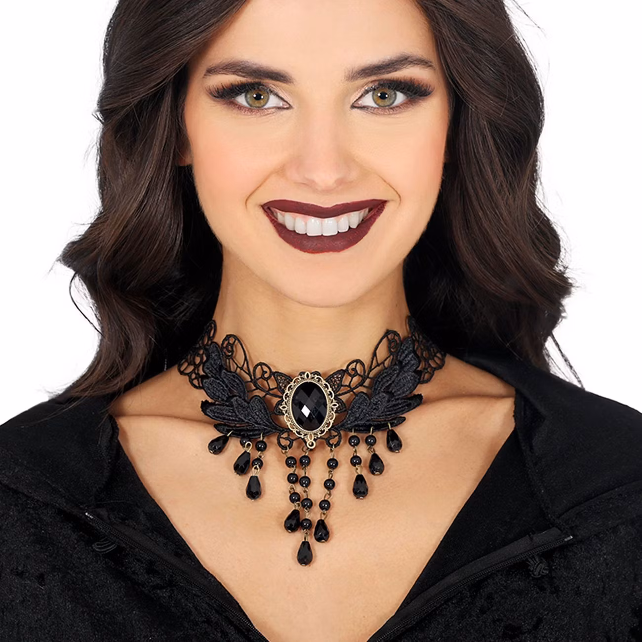 Halsband Choker Svart med Pärlor