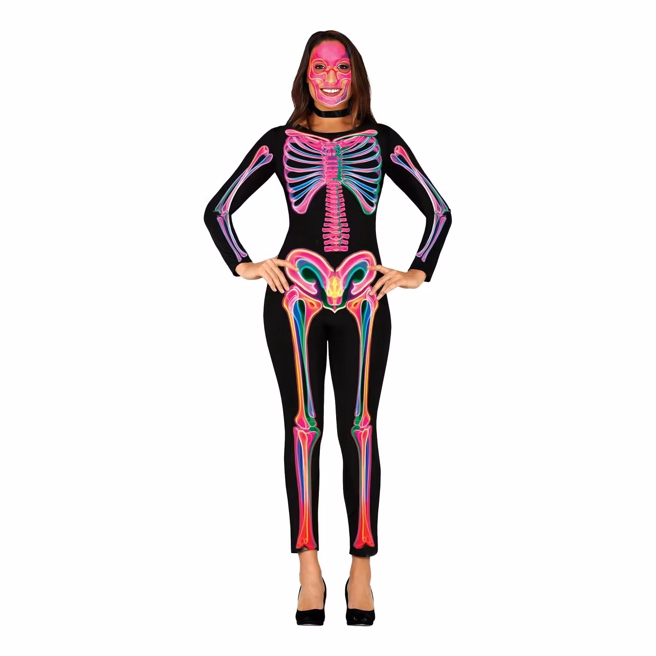 Skelett Neon Dam Maskeraddräkt