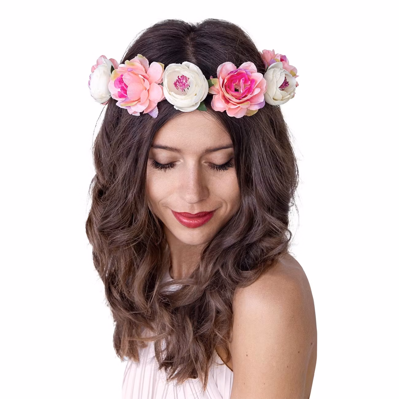 Blomsterkrans Rosor Vit/Rosa