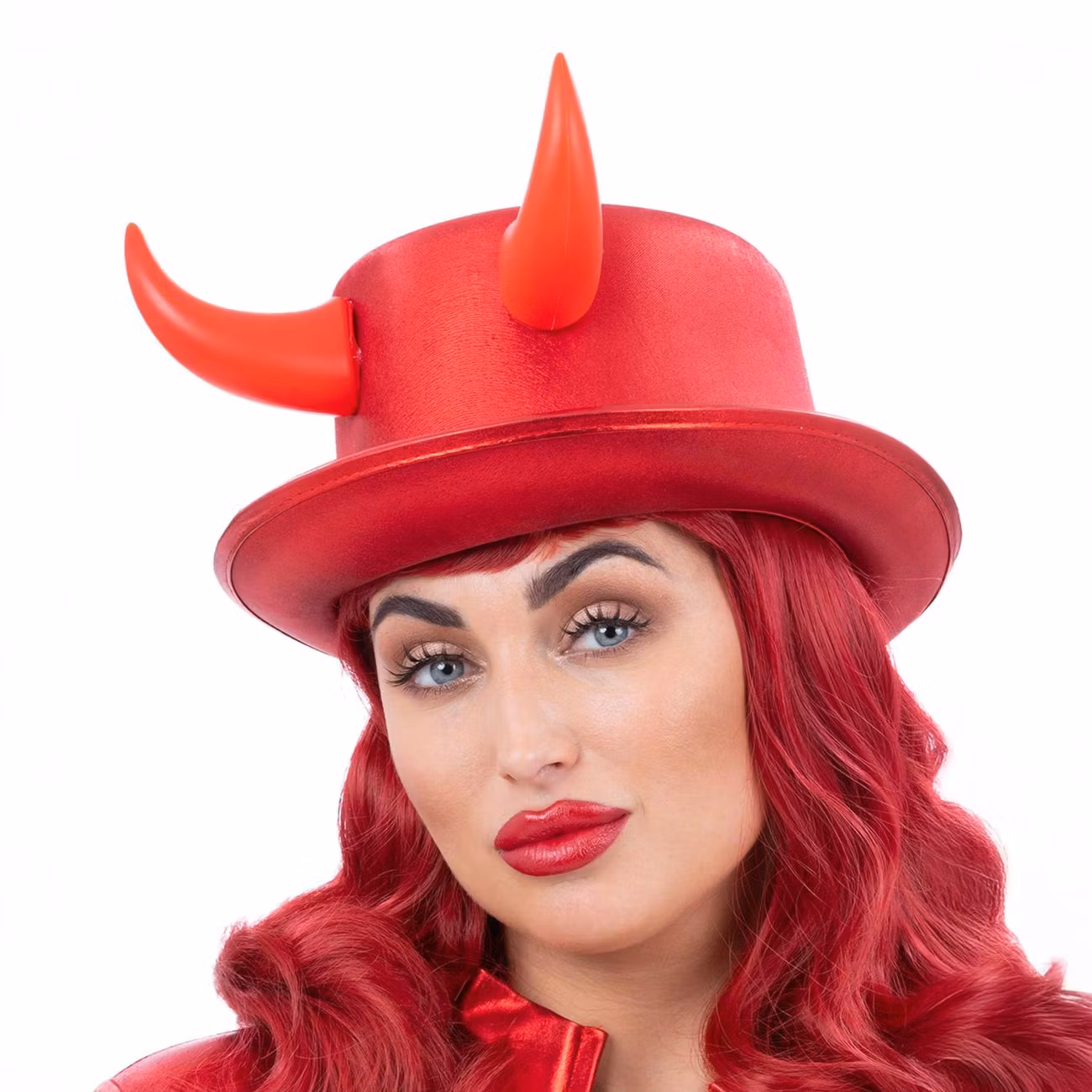 Höghatt med Djävulshorn Metallic Röd