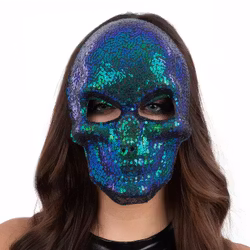 Paljettmask Dödskalle Blå/Grön