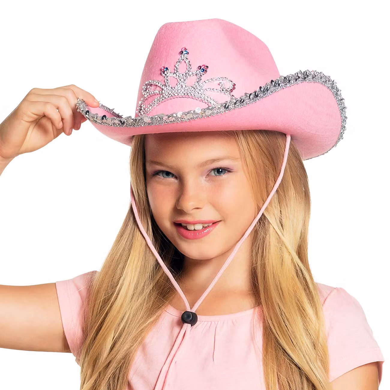 Cowboyhatt Rosa med Tiara för Barn