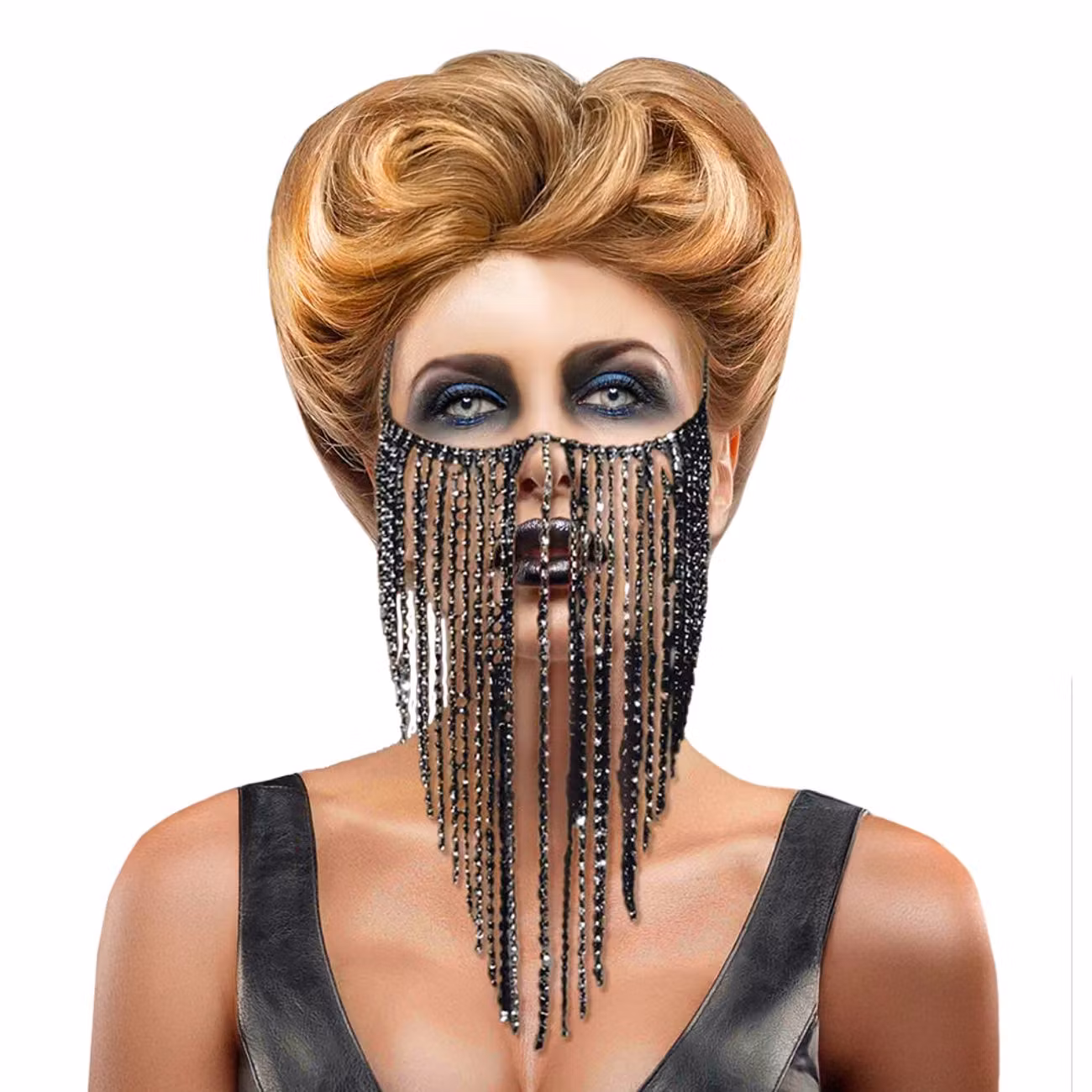 Ansiktsslöja med Svarta Pärlor