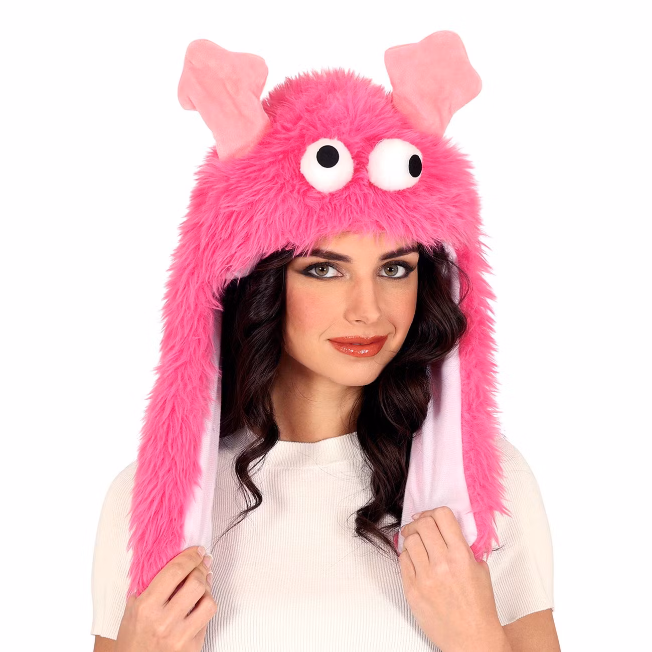 Hatt Fluffigt Monster Rosa