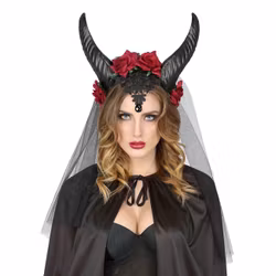 Brudslöja Svart med Horn och Rosor