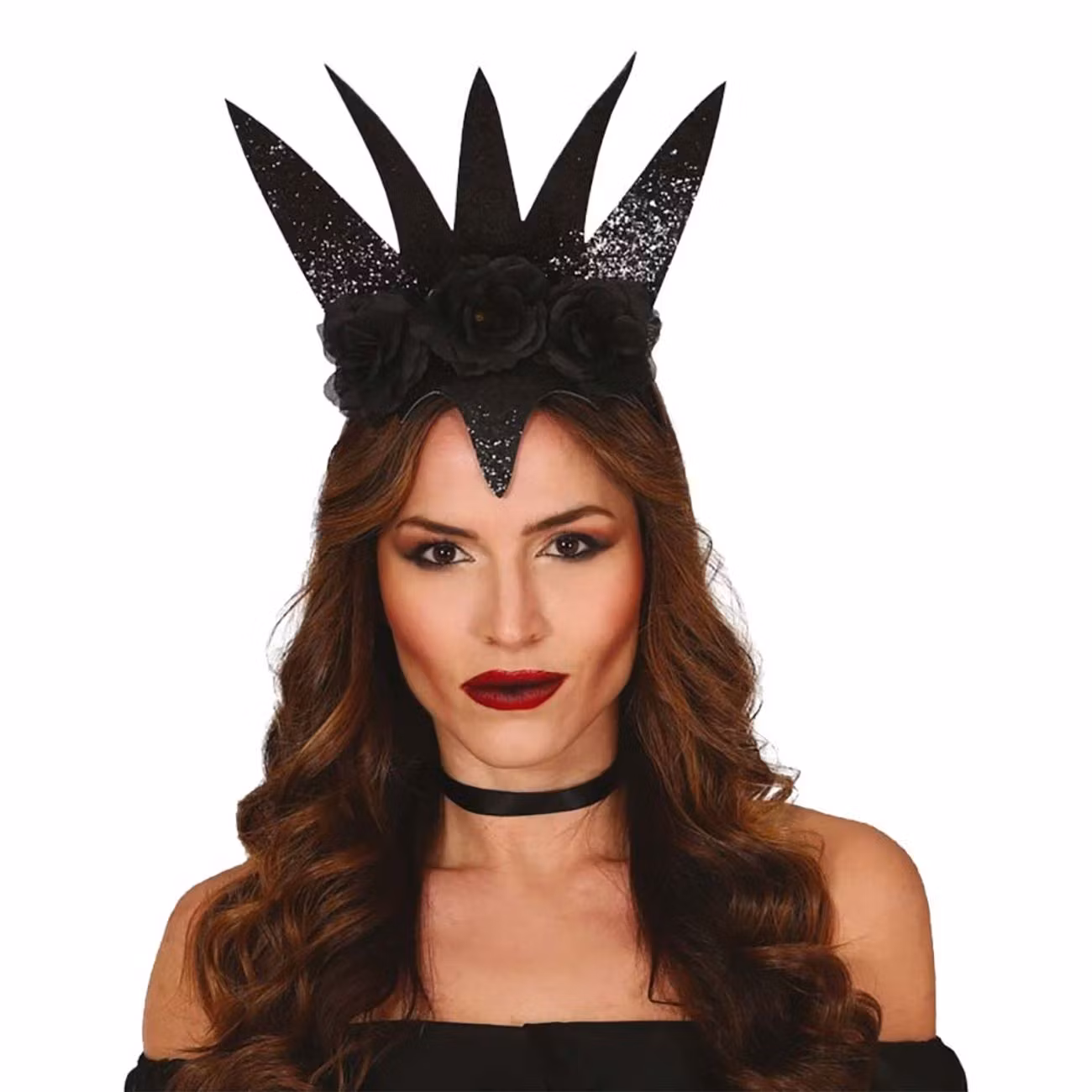 Diadem Svart Drottningkrona Glittrande