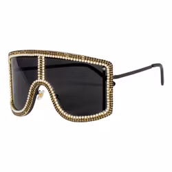 Glasögon Diva med Strass Svart/Guld