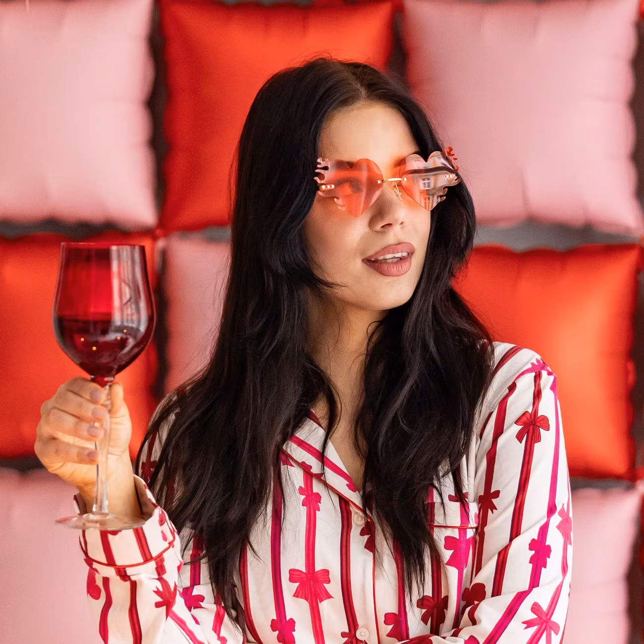 Glasögon Hjärtformade Röd