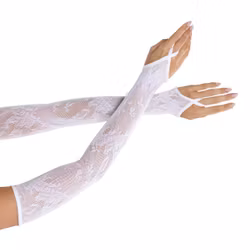 Fingerlösa Spetshandskar Vita Långa Deluxe