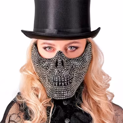 Halvmask Dödskalle med Nitar