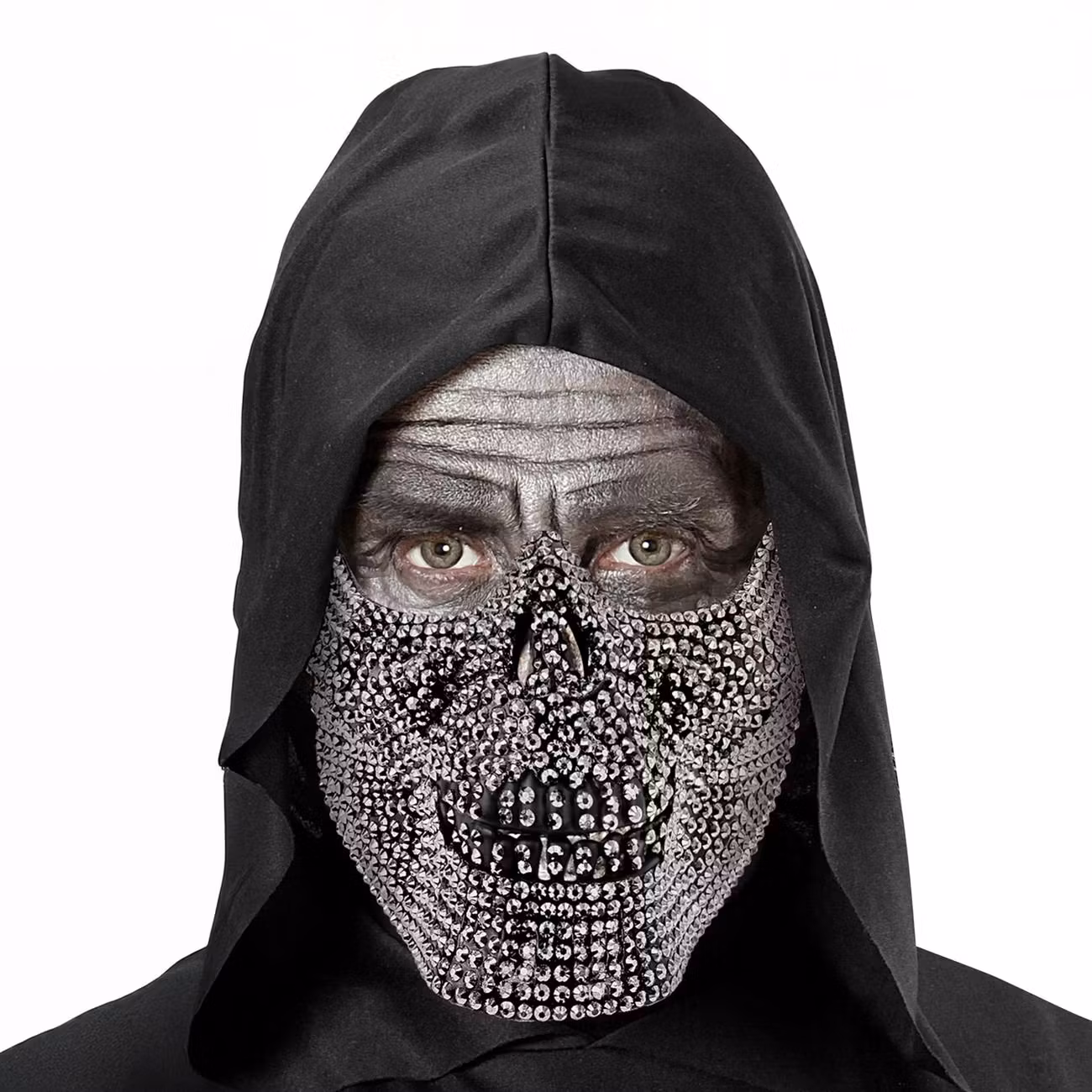 Halvmask Dödskalle med Nitar