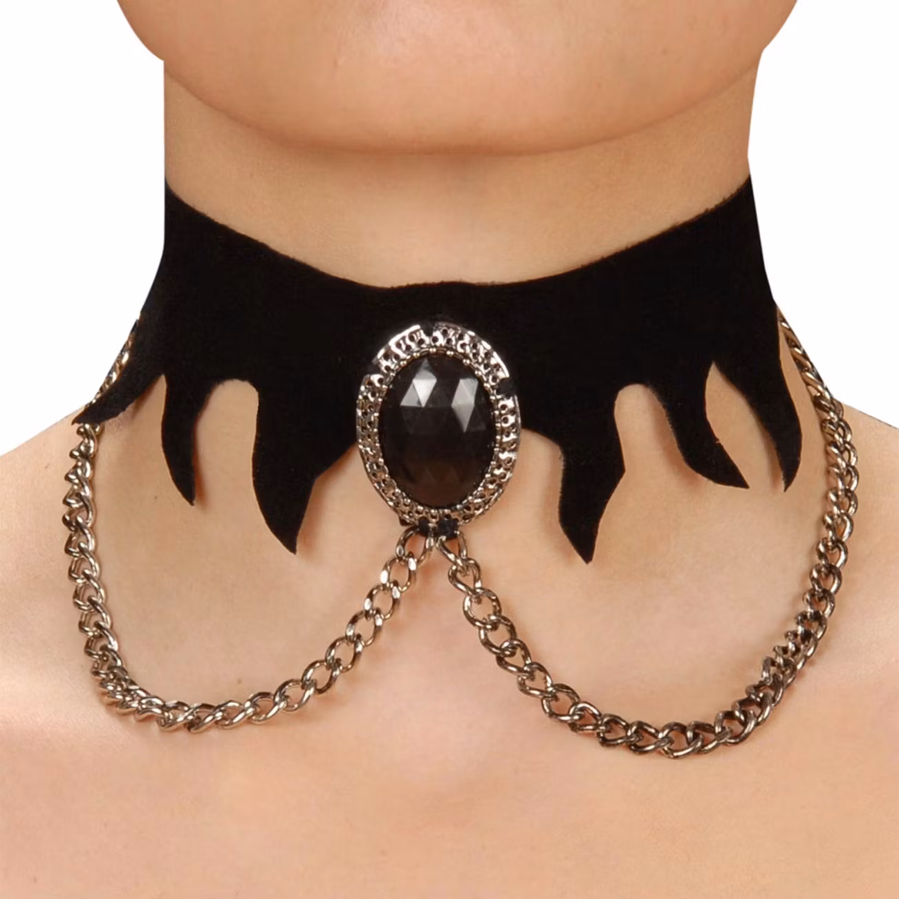 Svart Kraghalsband med Kedjor