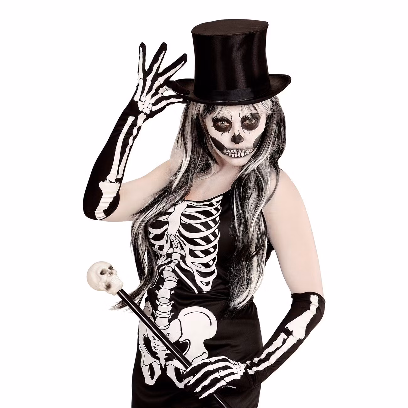 Långa Skeletthandskar