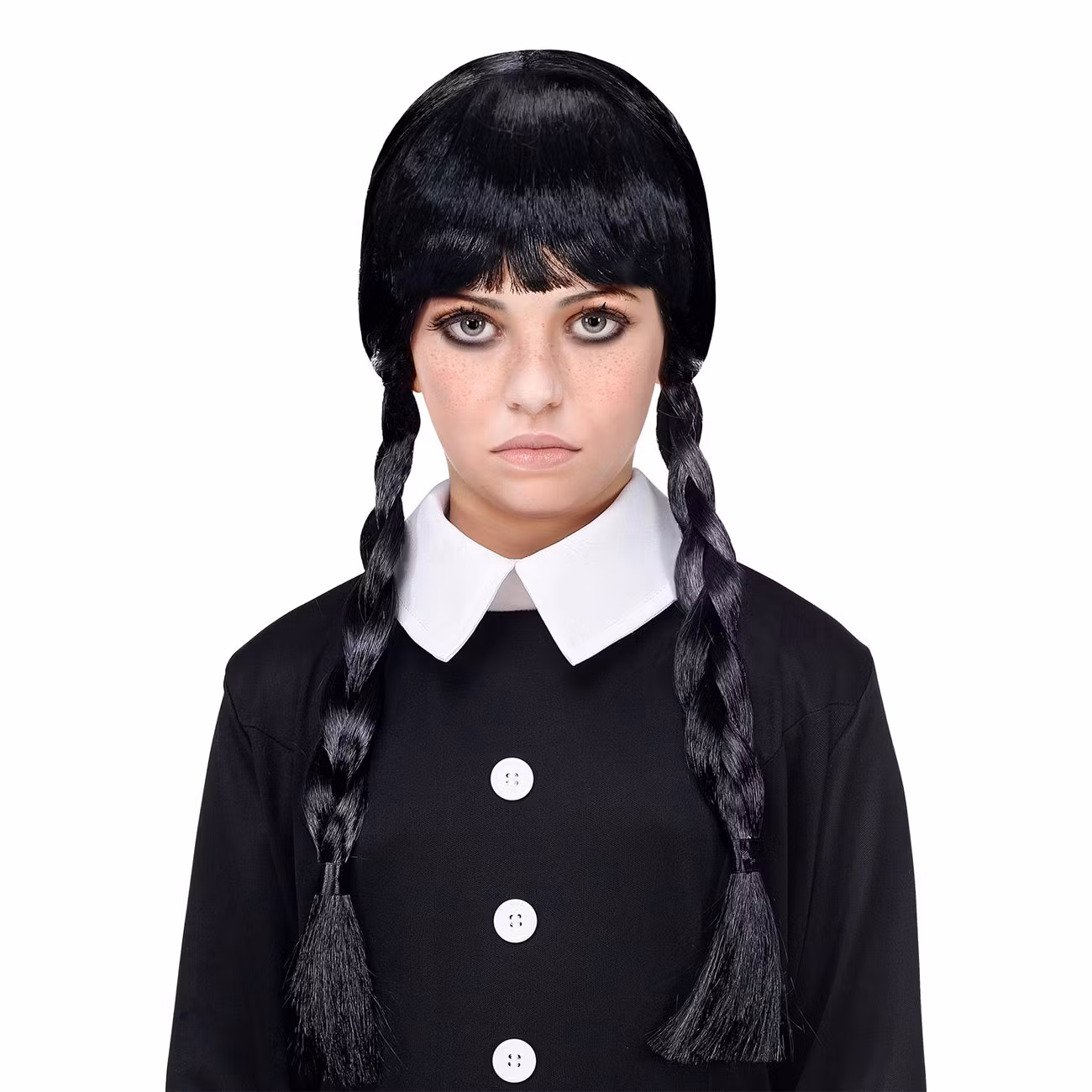 Spöktjej Svart Barnperuk med Flätor